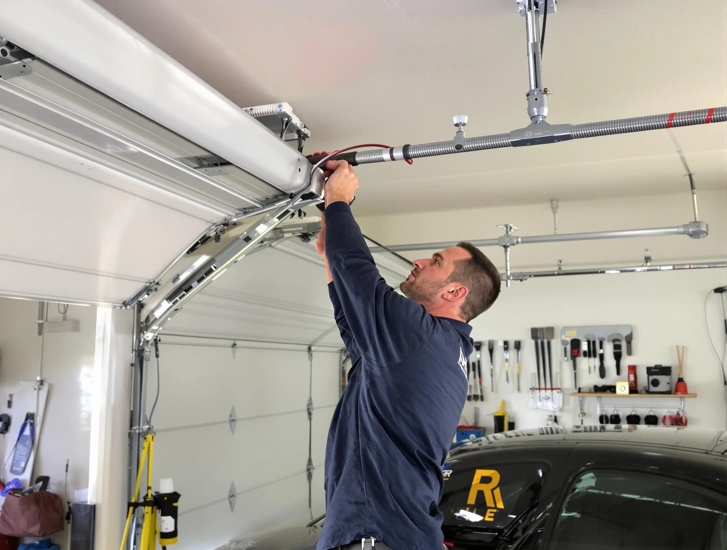 Cambridge Garage Door Repair technician performing garage door cable repair in Cambridge