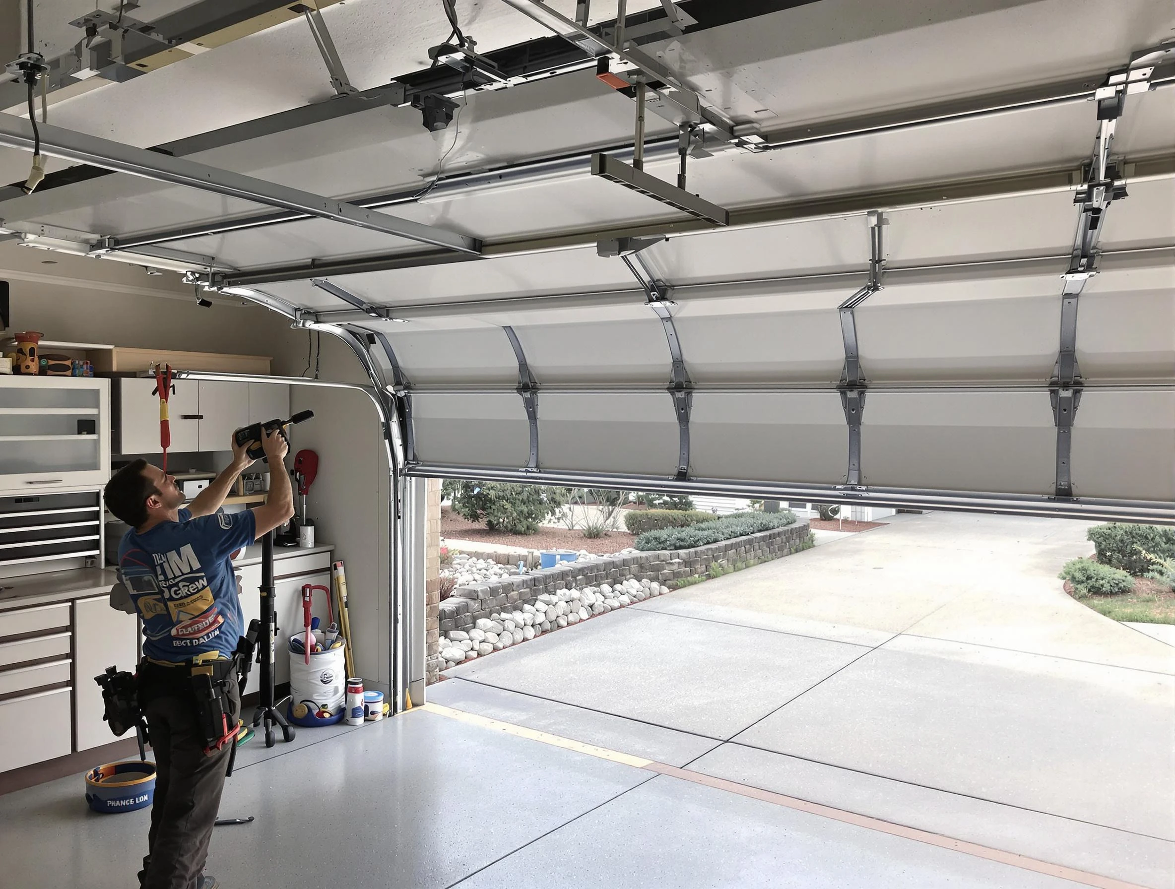 Garage door track repair service by Cambridge Garage Door Repair in Cambridge